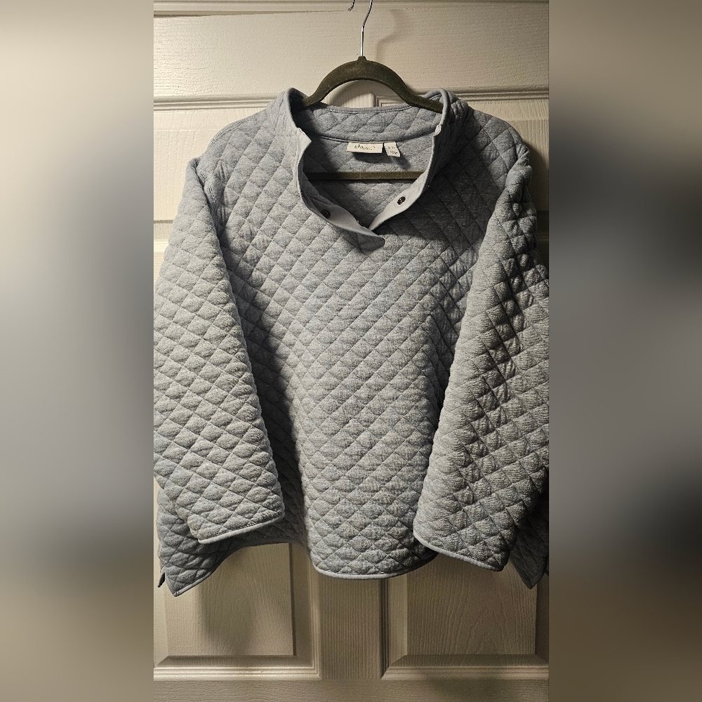 Grey Quilted Pullover Quarter-snap D&CO 3X